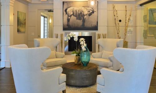 beautiful clubroom with fireplace