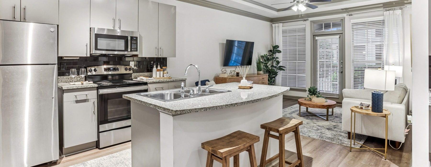 Modern kitchen at Avana Uptown apartments in Atlanta, GA