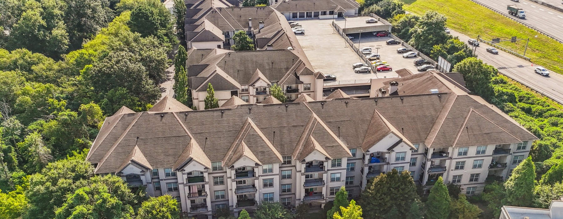 Ariel view of apartment community at Avana Uptown  in Atlanta, GA